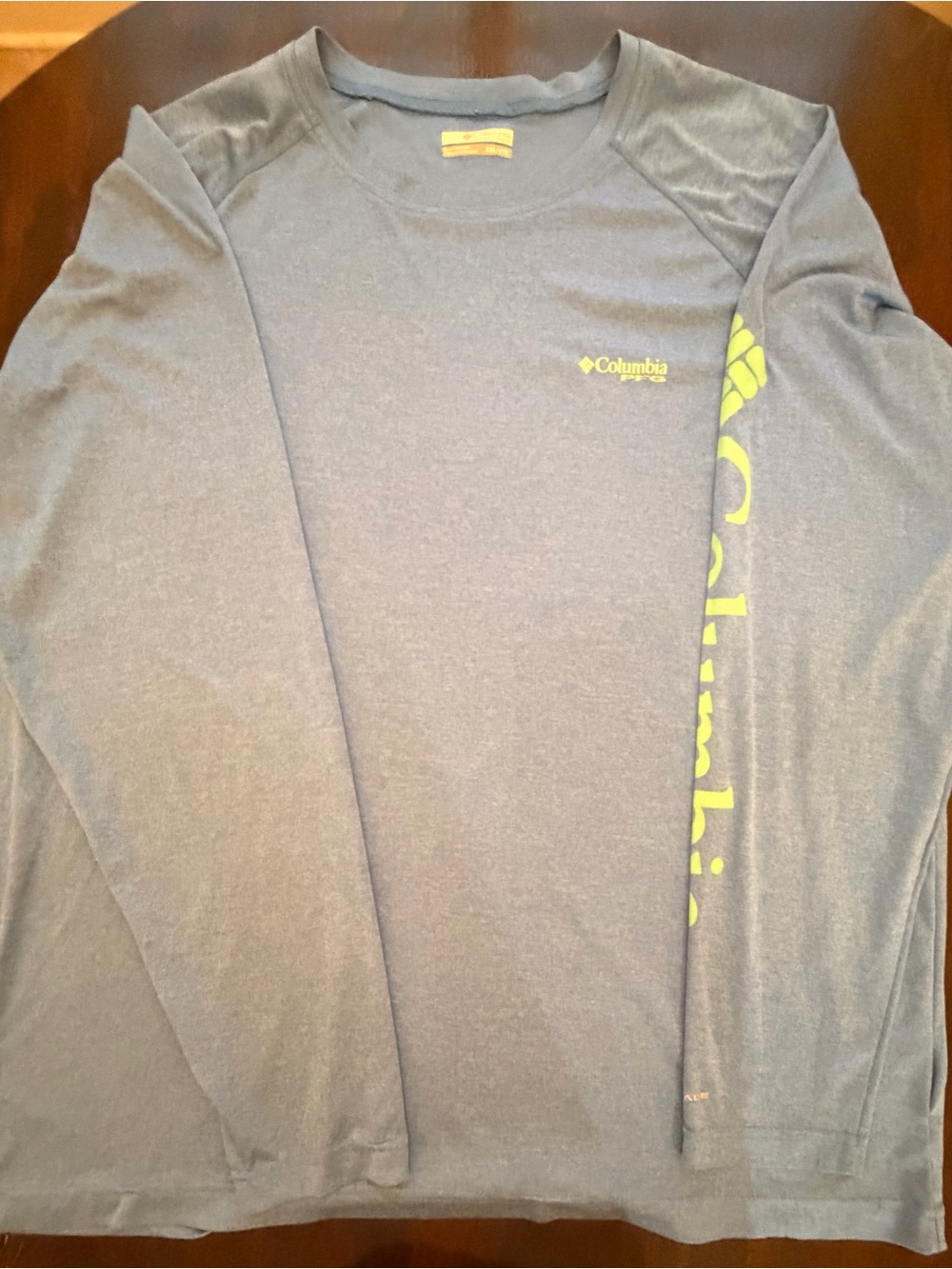 Columbia Men's Long-Sleeve Shirt in Slate Blue with Yellow Logo